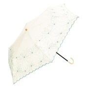 BE-09972 ホワイト [綿折りたたみ傘 マーガレット刺繍 ミニ 婦人 晴雨兼用 UVカット 47cm]