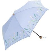 綿折りたたみ傘 フラワーブルーム ミニ 婦人 晴雨兼用 UVカット 47cm BE-09979 サックス