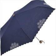 2212 ネイビー [折りたたみ傘 マーガレット刺繍 婦人 晴雨兼用 T/C UV 50cm]
