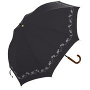MK626500 ブラック [長傘 PU バラ刺繍 手開き 8本骨 婦人 50cm]