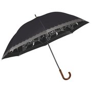 MK626700 ブラック [長傘 PU 裏路地と猫（裏プリント） 手開き 8本骨 婦人 50cm]