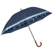 MK626700 ネイビー [長傘 PU 裏路地と猫（裏プリント） 手開き 8本骨 婦人 50cm]