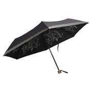 MK626800 ブラック [折りたたみ傘 PU 裏路地と猫（裏プリント 手開き 6本骨 婦人 50cm]