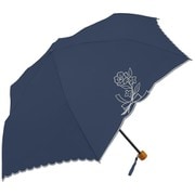 MK627400 ネイビー [折りたたみ傘 PU フラワーリボンスカラ 手開き 6本骨 婦人 50cm]