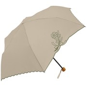 MK627400 ベージュ [折りたたみ傘 PU フラワーリボンスカラ 手開き 6本骨 婦人 50cm]