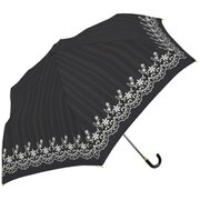 MK632800 ブラック [折りたたみ傘 SV レースストライプ 手開き 6本骨 婦人 50cm]