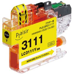互換インクカートリッジ ブラザー LC3111Y イエロー（染料） PLE-BR3111Y