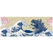 捺染手ぬぐい 富嶽三十六景大怪獣ノ図 桜 生成 [キャラクターグッズ]