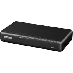 Giga対応 スイッチングハブ 8ポート プラスチック筐体/電源外付けモデル マグネット付き ブラック LSW6-GT-8EP/BK