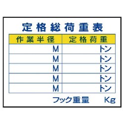 326-10 [ユニット 建設機械関係標識 定格総荷重表 ゴムマグネット 450×600mm]