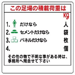 329-05 [ユニット 積載荷重標識 この足場の積載荷… エコユニボード 900×900mm]