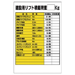 331-08 [ユニット リフト関係標識 建設用リフト積載荷重 900×600mm]