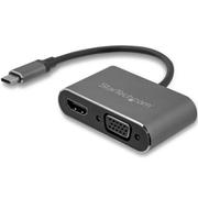 2in1 USB Type-C - VGA/HDMI 変換ディスプレイアダプタ 4K/30Hz スペースグレー CDP2HDVGA