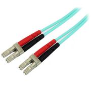 光ファイバーケーブル(光パッチコード) 5m アクア(水色) OM4準拠 LSZH対応 100Gbps マルチモード 50/125ミクロン 2芯 LC-LCコネクタ 450FBLCLC5