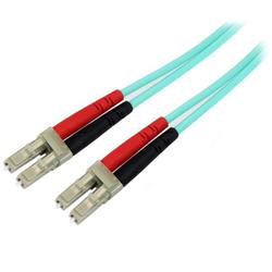 光ファイバーケーブル（光パッチコード） 3m アクア（水色） OM4準拠 LSZH対応 100Gbps マルチモード 50/125ミクロン 2芯 LC-LCコネクタ 450FBLCLC3