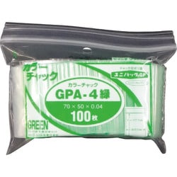 セイニチ ユニパック GP A‐4 カラーチャック ミドリ 70×50mm 100枚入 GP A-4 COLOR CHAKKU MIDORI