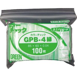 セイニチ ユニパック GP B‐4 カラーチャック ミドリ 85×60mm 100枚入 GP B-4 COLOR CHAKKU MIDORI