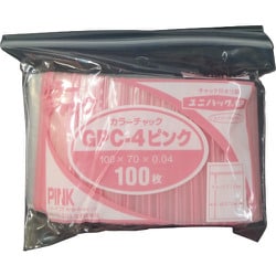 GP C-4 COLOR CHAKKU PINK [セイニチ ユニパック GP C‐4 カラーチャック ピンク 100×70mm 100枚入]