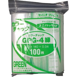 GP G-4 COLOR CHAKKU MIDORI [セイニチ ユニパック GP G‐4 カラーチャック ミドリ 200×140mm 100枚入]