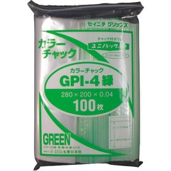 GP I-4 COLOR CHAKKU MIDORI [セイニチ ユニパック GP I‐4 カラーチャック ミドリ 280×200mm 100枚入]