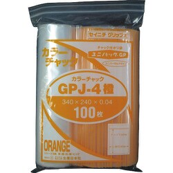 GP J-4 COLOR CHAKKU DAIDAI [セイニチ ユニパック GP J‐4 カラーチャック ダイダイ 340×240mm 100枚入]