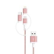 Micro-USB Cable with Lightning & Type-C Adapter (3-in-1) ローズゴールド JMLC11R