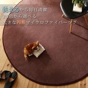 大きな円形マイクロファイバーラグ ラグ サイズ：直径190cm(サークル) ラグ・マットカラー：コーラルピンク YS-220237