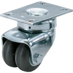 スガツネ工業 低床式双輪キャスター 30シリーズ プレートタイプ 自在車 （200-139-459） 1個 SUG-16-325-XSR