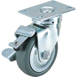 スガツネ工業 重量用キャスター 60シリーズ プレートタイプ 自在車 ブレーキ付 （200-139-461） 1個 SUG-16-635B-XSE