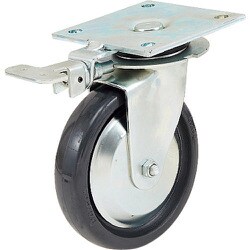 スガツネ工業 70シリーズ プレートタイプ 自在車 4ポジション旋回ロック付 （200-012-445） 1個 SUGT-76F-PSE