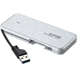 ケーブル一体型ポータブルSSD 480GB 500GBクラス ホワイト エレコム iPhone向けケーブル一体型/収納式 外付けSSD 500GB/マグネット付