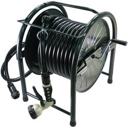 耐圧農業ホース30m付き スチール リールセット 15×20mm ブラック