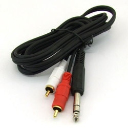 φ6.3mmステレオ（プラグ）-金メッキ RCA×2（赤、白）変換ケーブル OFC 1.5m 63SR2-15