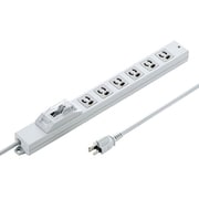 電源タップ 6個口 3m 3P 安全ブレーカー 一括スイッチ 誤操作防止開閉式透明カバー付き マグネット 抜け止め アース端子/通電ランプ/トラッキング火災予防絶縁キャップ付き ホワイト TAP-BR36A-3