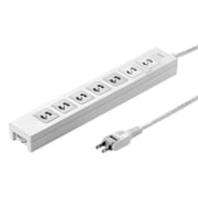 電源タップ 雷ガード マグネット 7個口 2m 抜け止め 一括スイッチ 通電確認ランプ付き スイッチ連動×5/常時通電×2 折りたたみ式プラグ 絶縁キャップ付き コンセントキャップ2個 ネームタグ7枚 ホワイト 簡易ビニールパッケージ TAP-F27-2K