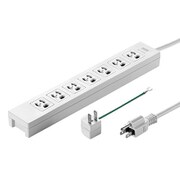 電源タップ マグネット 7個口 3m 3ピン 抜け止め 3P/2P変換アダプタ付 コンセントキャップ2個 ネームタグ7枚 ホワイト 簡易ビニールパッケージ TAP-F37-3AD