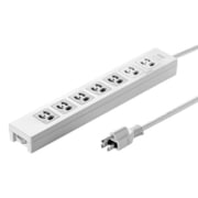 電源タップ 雷ガード マグネット 7個口 5m 3ピン 抜け止め 一括スイッチ 通電確認ランプ付き スイッチ連動×5/常時通電×2 絶縁キャップ付き RoHS対応 コンセントキャップ2個 ネームタグ7枚 ホワイト 簡易ビニールパッケージ TAP-F37-5KR