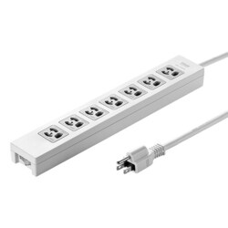 電源タップ 雷ガード マグネット 7個口 5m 3ピン 抜け止め 一括スイッチ RoHS対応 コンセントキャップ2個 ネームタグ7枚 ホワイト 簡易ビニールパッケージ TAP-F37-5ZR