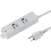 電源タップ マグネット 2個口 10m 3ピン 抜け止め 通電確認ランプ 絶縁キャップ付き アース端子 ユリア樹脂 固定穴 グレー 簡易ビニールパッケージ TAP-K2-10