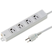 電源タップ マグネット 4個口 10m 3ピン 抜け止め 通電確認ランプ 絶縁キャップ付き アース端子 ユリア樹脂 固定穴 グレー 簡易ビニールパッケージ TAP-K4-10