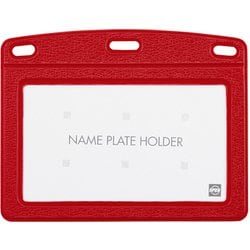 名札用ケース ヨコ名刺サイズ レザー調 1枚 赤 NB-360C-RD