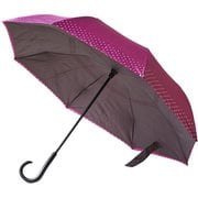 長傘 晴雨兼用 circus サーカス 61cm 手開き式 逆さに開く2重傘 UV加工 撥水加工 ピンク×ドット EF-UM01