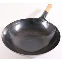 中華鍋 鉄打出木柄片手中華鍋 36cm