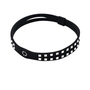 BAN-STD-A ブラック×ホワイト L [スタッズアンクレット ブラック×ホワイト Lサイズ（25.0cm）]