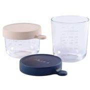 ガラス保存容器 2個セット 150＆250ml ピンク＆ネイビー FDEA912654