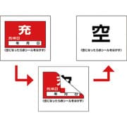 042009 [緑十字 高圧ガス関係標識 ボンベ充空ステッカー・充填日 充 赤⇒空 白 50×60mm 10枚組]