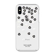 iPhone XS Maxケース Protective Hardshell Case (1-PC Co-Mold) for iPhone XS Max - Scattered Flowers Black/White/Gold Gems/Clear KSIPH-109-SFLBW