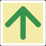 069002 [緑十字 蓄光式避難誘導ステッカー標識 ↑矢印 300×300mm エンビ 床用]