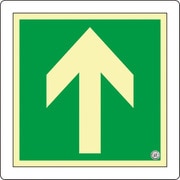 070013 [緑十字 中輝度蓄光避難誘導標識 ↑矢印 300×300mm 床用 消防認定品]