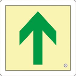 070016 [緑十字 中輝度蓄光避難誘導標識 ↑矢印 300×300mm 床用 消防認定品]